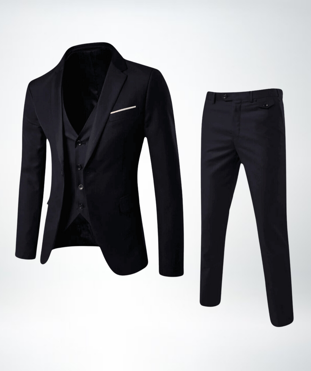 Stylish Lucas three-piece men's suit, perfect for prom, business, or formal events. Tailored for a gentleman.
