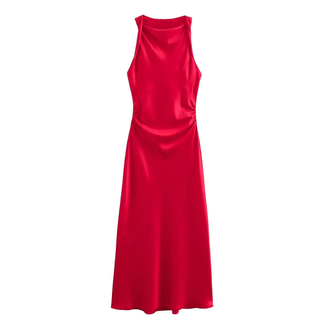 Versatile women's elegant bodycon midi dress, suitable for evening events, summer parties, and chic occasions.