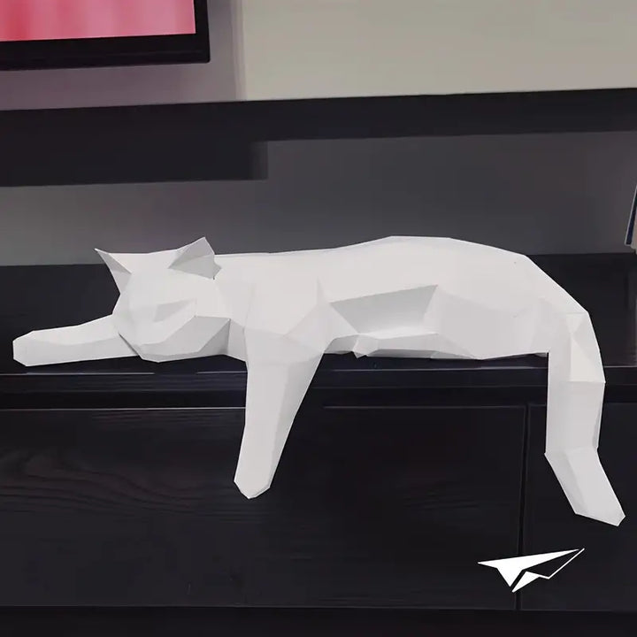 Chic white or black cat sculpture, a modern decorative accent for minimalist home decor & elegant gift.