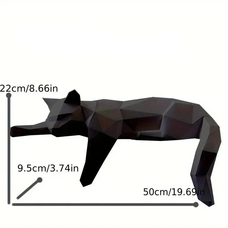 Modern minimalist animal figurine: elegant cat sculpture in black, ideal for office or shelf decor.