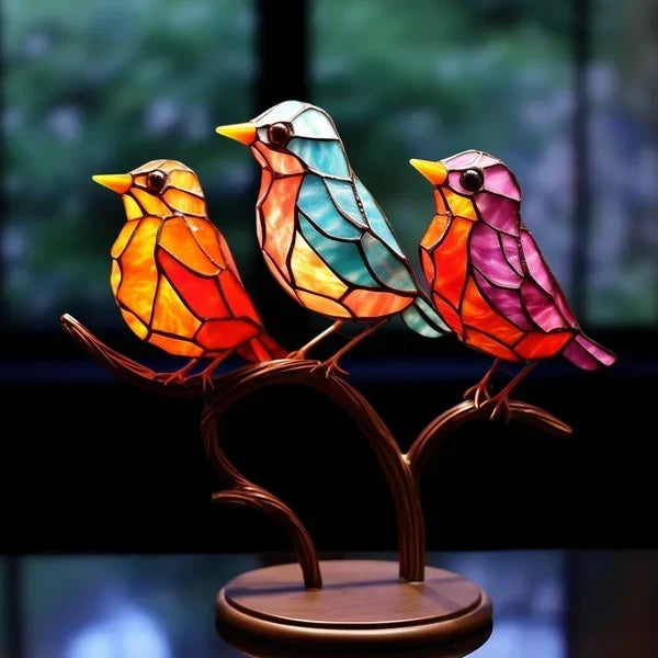 Abstract acrylic bird sculpture, chic decorative art for modern living spaces.