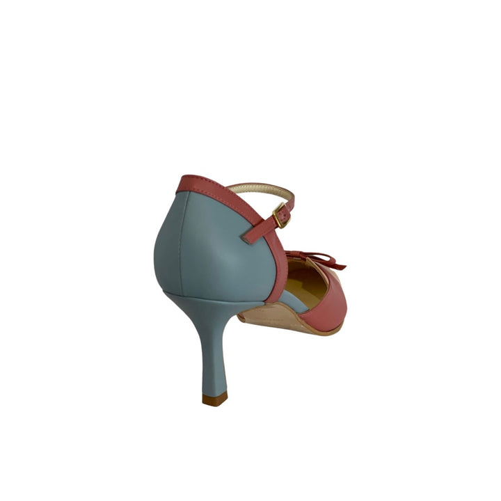 Pink women's orthopedic high heels. Stylish comfort pumps with ergonomic design for all-day elegance.