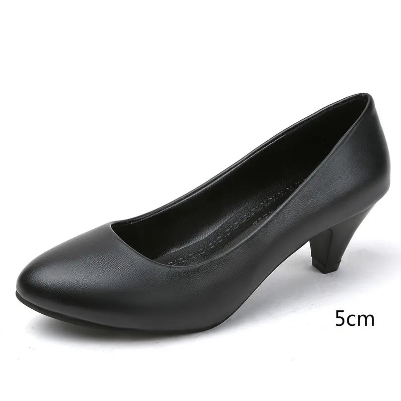 Sleek black orthopedic pumps, women's dress shoes with cushioned support for style and comfort.
