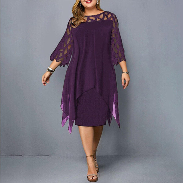 Gorgeous plus size midi dress for women's evening events. Formal gatherings & sophisticated party fashion.