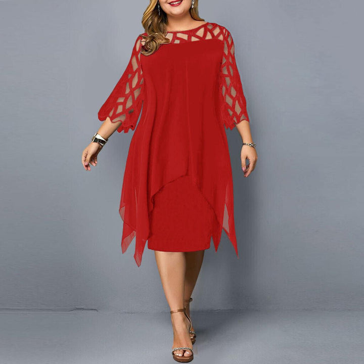 Elegant women's plus size midi dress. Perfect formal wear for evening parties & special occasions, all year fashion.