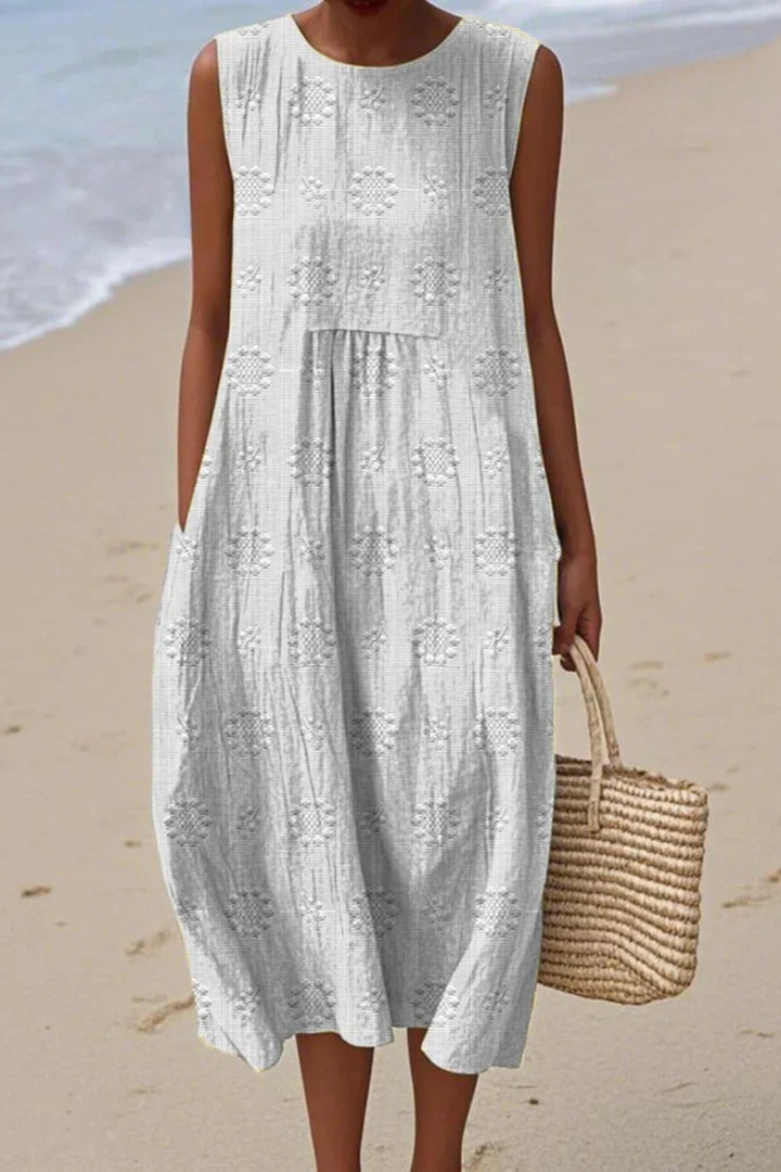 Women's new arrival: flowy midi dress with intricate embroidery, perfect for summer