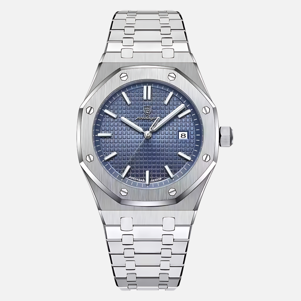 Classic men's stainless steel watch with a polished finish, exuding timeless style and elegance.