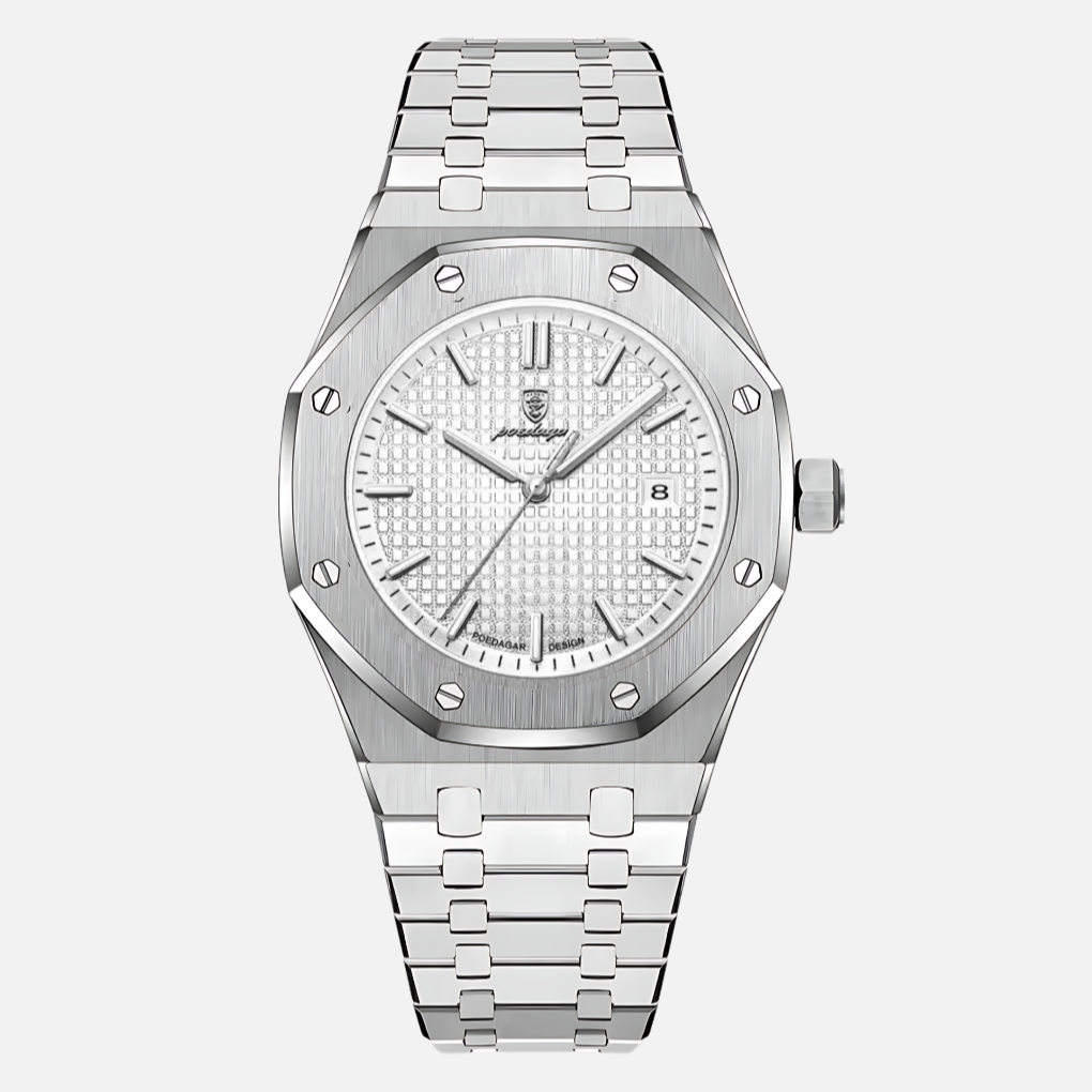 Versatile men's stainless steel timepiece; a classic quartz watch suitable for both formal and casual wear.