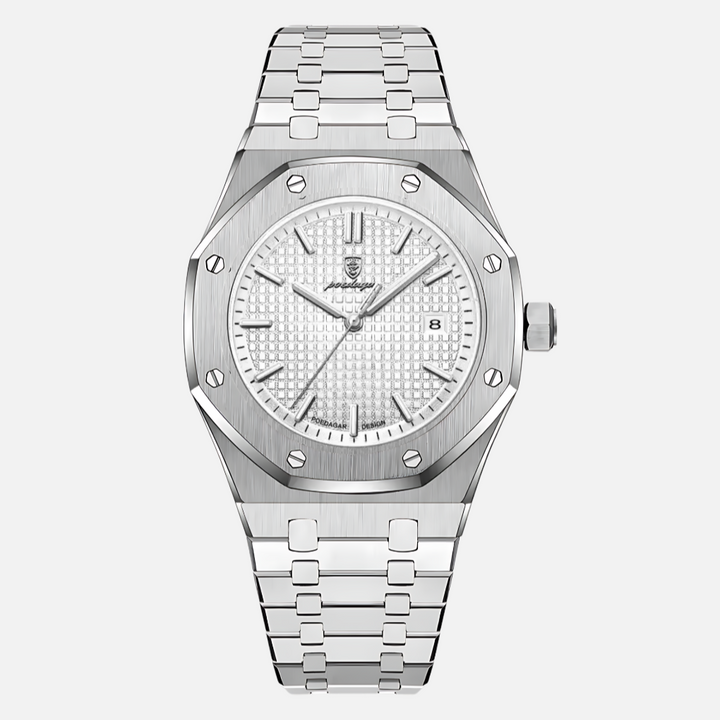 Versatile men's stainless steel timepiece; a classic quartz watch suitable for both formal and casual wear.