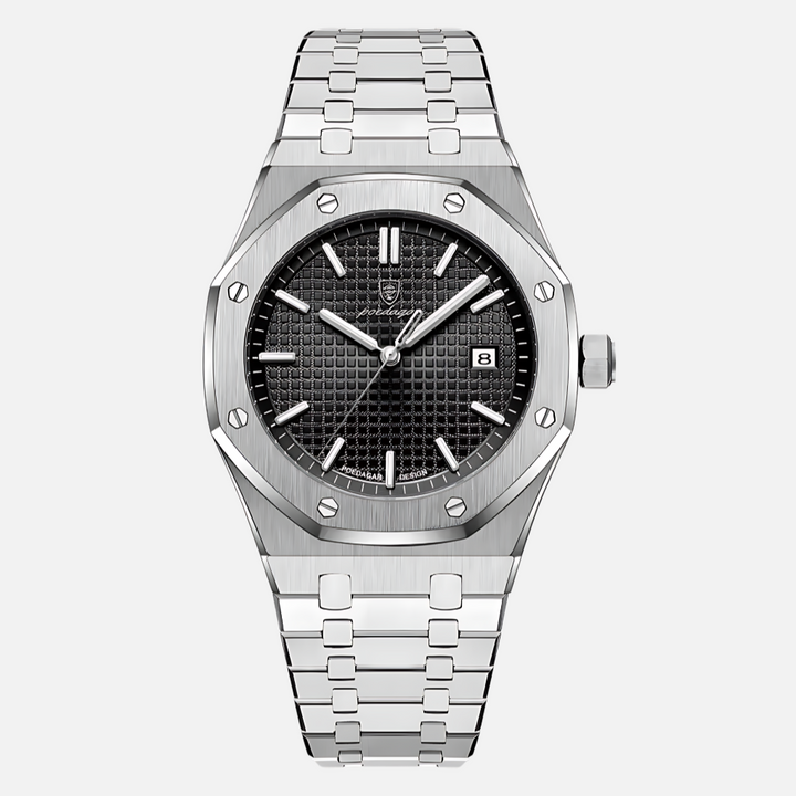 Men's accessories: A durable stainless steel classic watch with a precise quartz movement and elegant design.