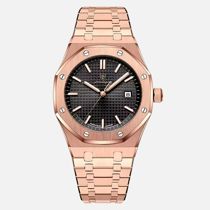 Stylish men's classic stainless steel watch; a sophisticated quartz timepiece, ideal for any occasion.