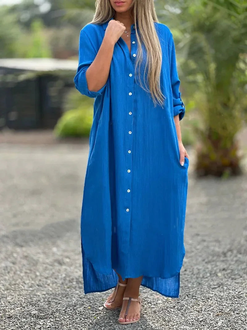 Chic women's casual summer dress. A comfortable, elegant maxi style, versatile for day or evening wear.
