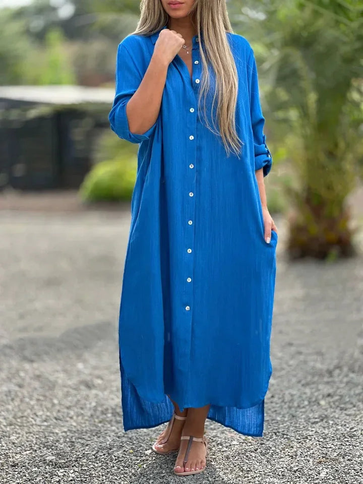 Chic women's casual summer dress. A comfortable, elegant maxi style, versatile for day or evening wear.