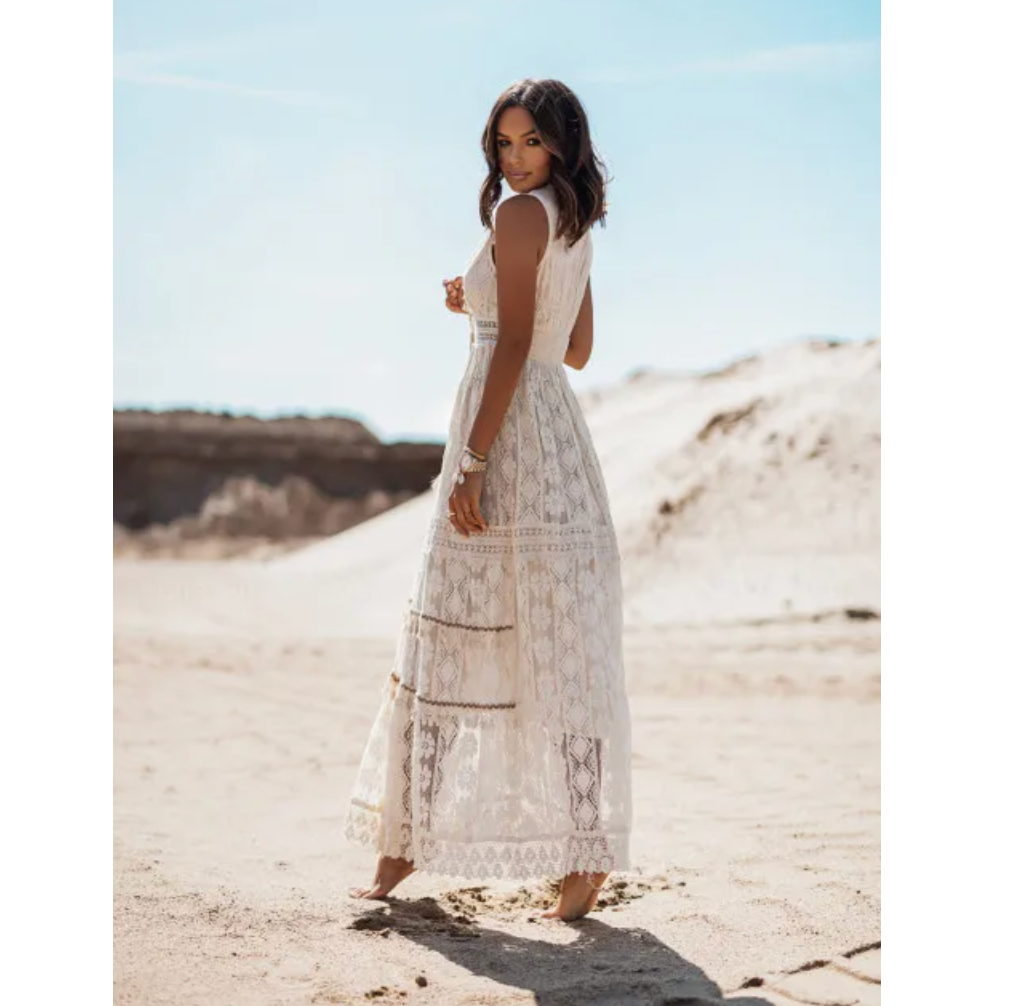 Versatile elegant maxi dress for women, great for summer vacations & events.