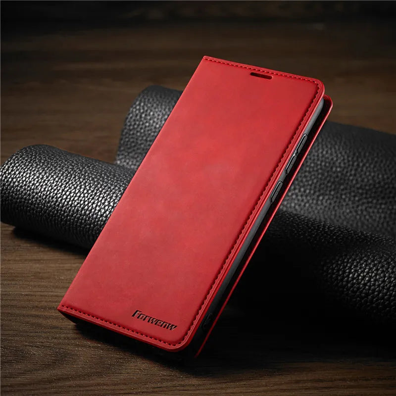 Stylish men's & women's genuine leather iPhone cover with strong magnetic closure for ultimate phone safety.