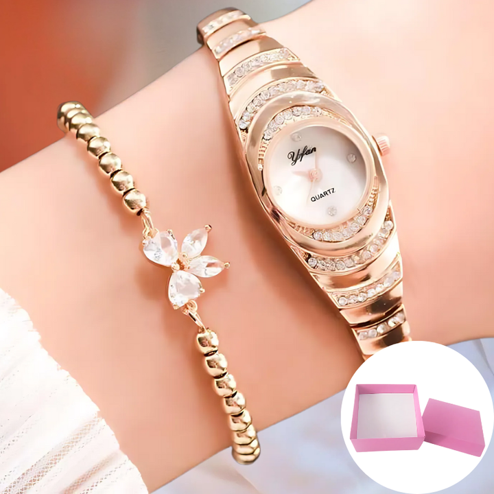 Timeless women's elegant watch, a modern rose gold jewelry piece. Perfect bracelet watch for ladies, gift-boxed.