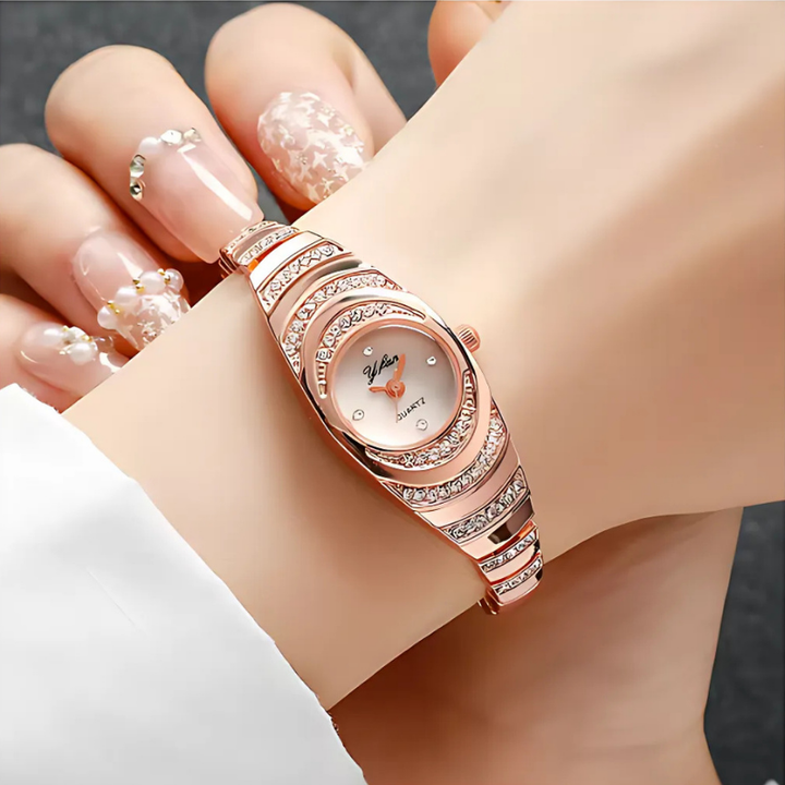 Contemporary silver ladies' watch, an elegant jewelry piece and modern fashion accessory. Presented in a gift box.