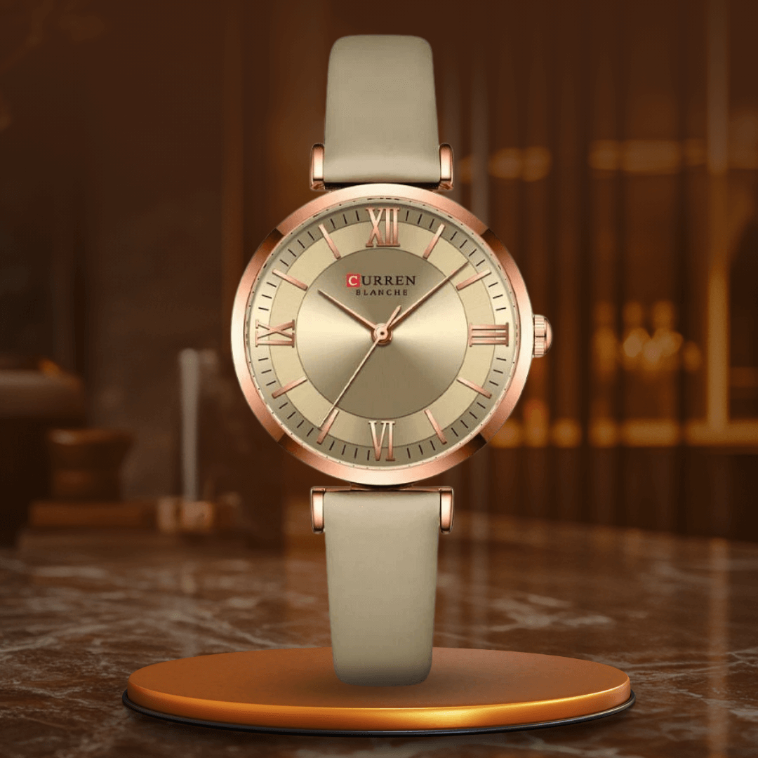 Fashionable coffee-colored waterproof timepiece, an elegant gift for him or her, featuring a secure strap.