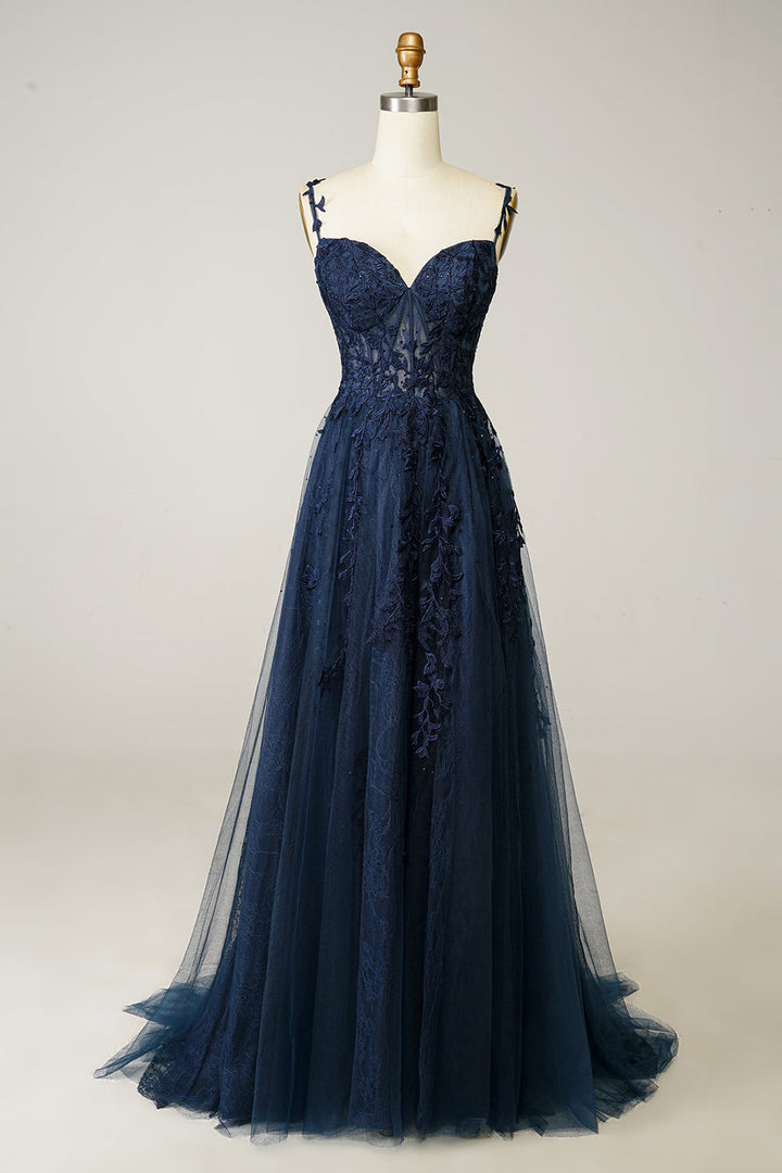 Elegant women's A-line ball gown in classic black for formal evening wear