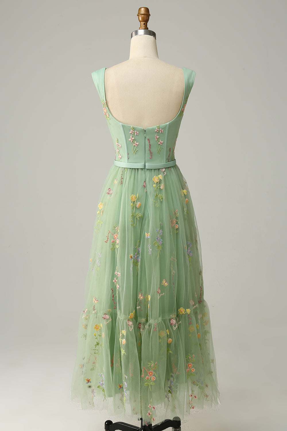 Stylish long A-line ball gown for women, featuring intricate embroidery for special occasions.