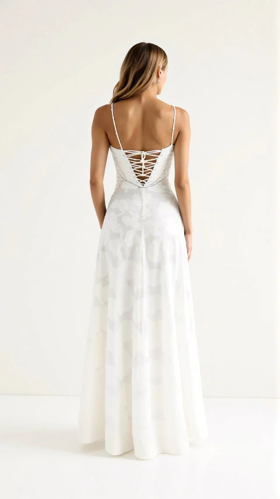 Modern elegant A-line maxi dress for women, ideal for special occasion & wedding guests.