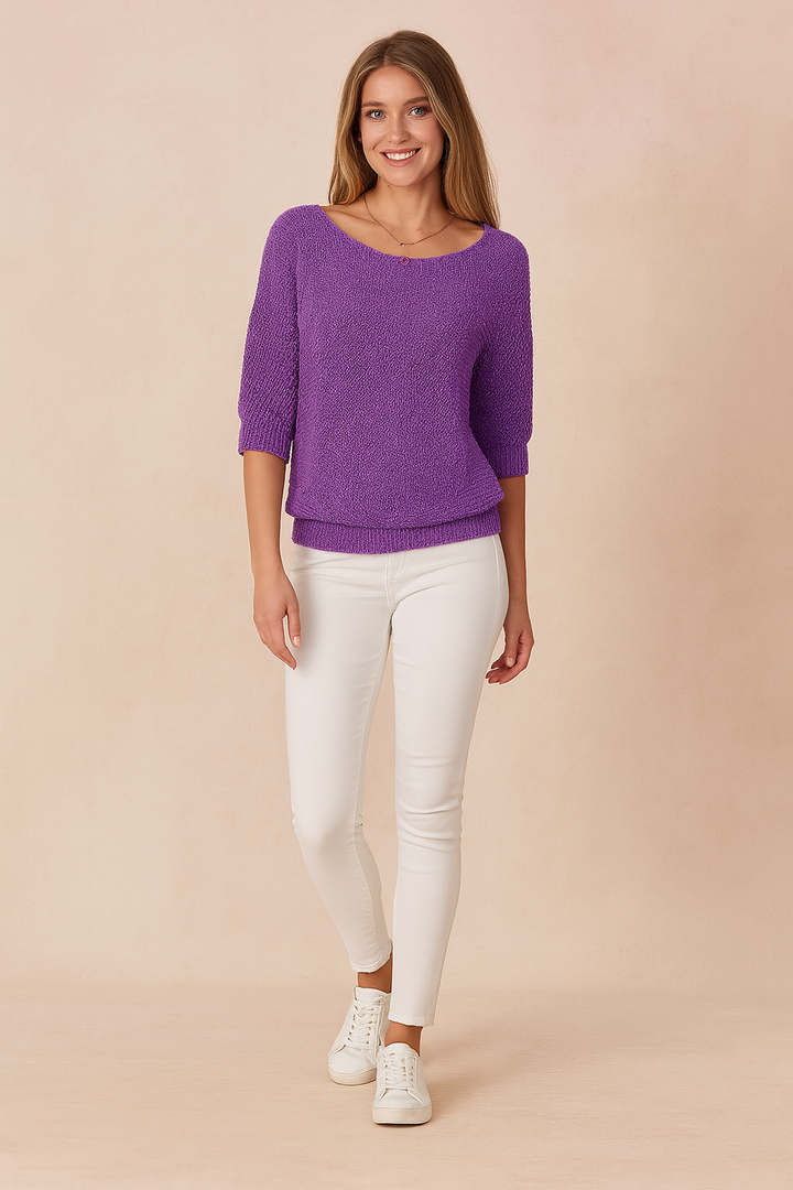 Stylish boat neck women's sweater, a versatile half sleeve top for effortless spring & autumn fashion.