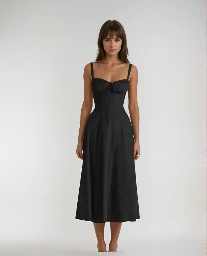 Light & elegant women's summer midi dress with a chic corset design for fashion.