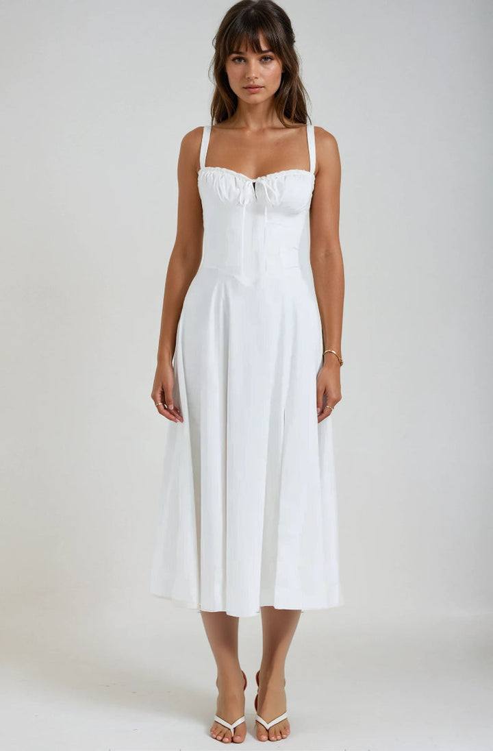 Stylish women's elegant summer midi dress with a flattering corset design.