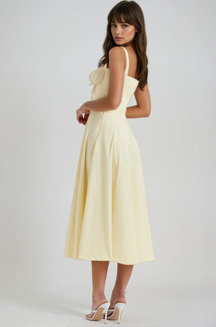 Elegant women's summer midi dress, featuring a chic corset style for parties.