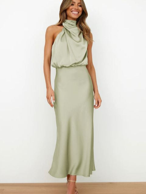 Stunning women's formal dress: halter neck midi style for unforgettable nights