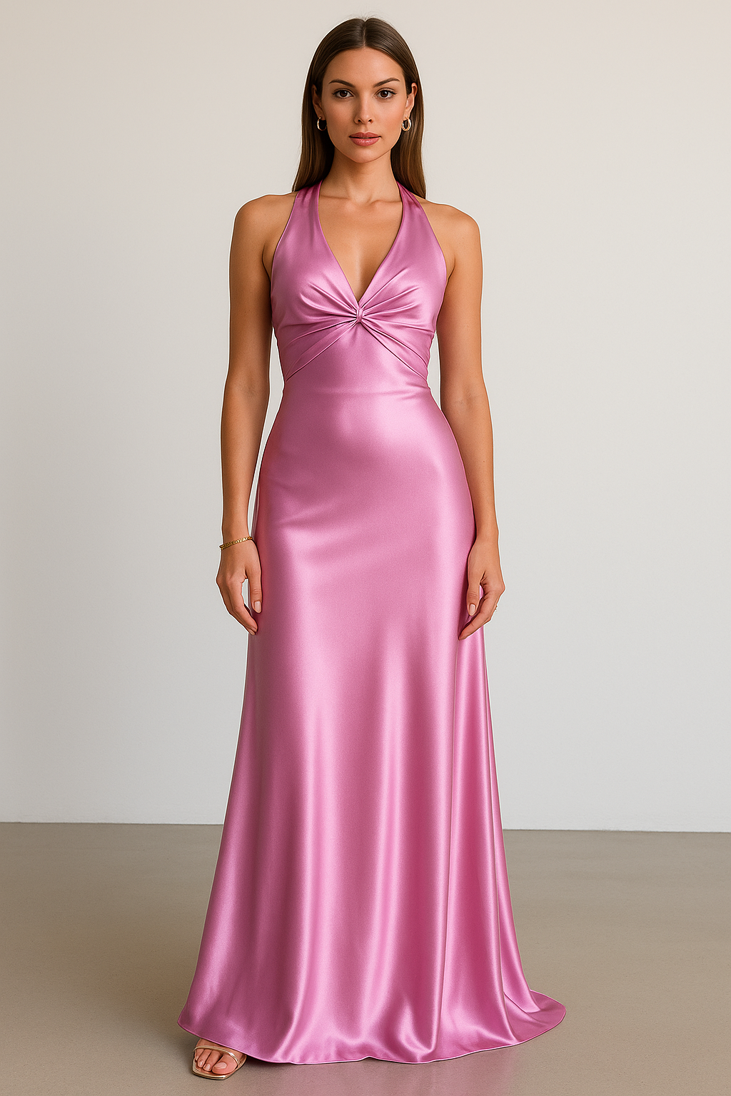 Beautiful women's halter neck formal maxi dress. Perfect elegant gown for prom, evening & special occasions.