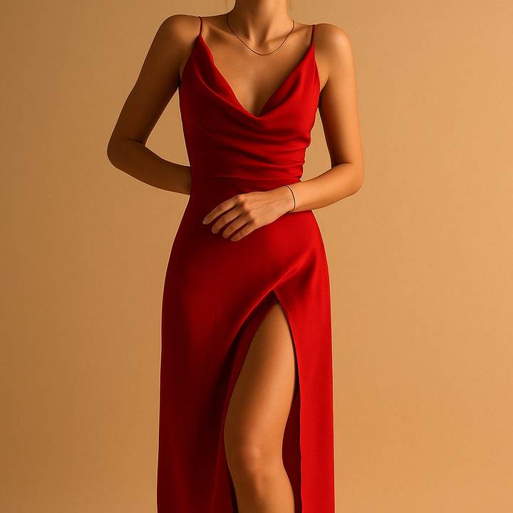 Stylish women's black V-neck casual maxi dress, versatile for any event.