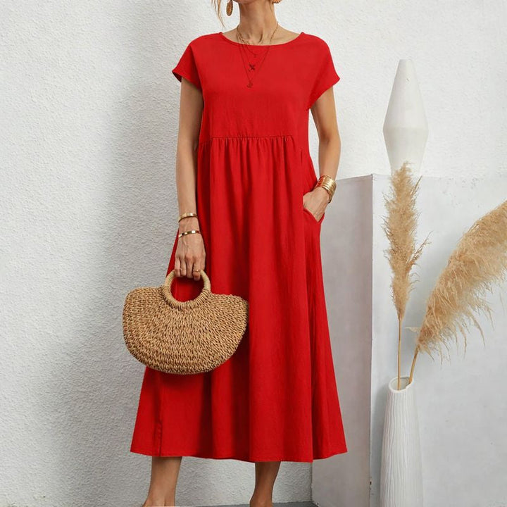 Classic elegant midi dress for women, offering a sophisticated look & versatile style for any event.