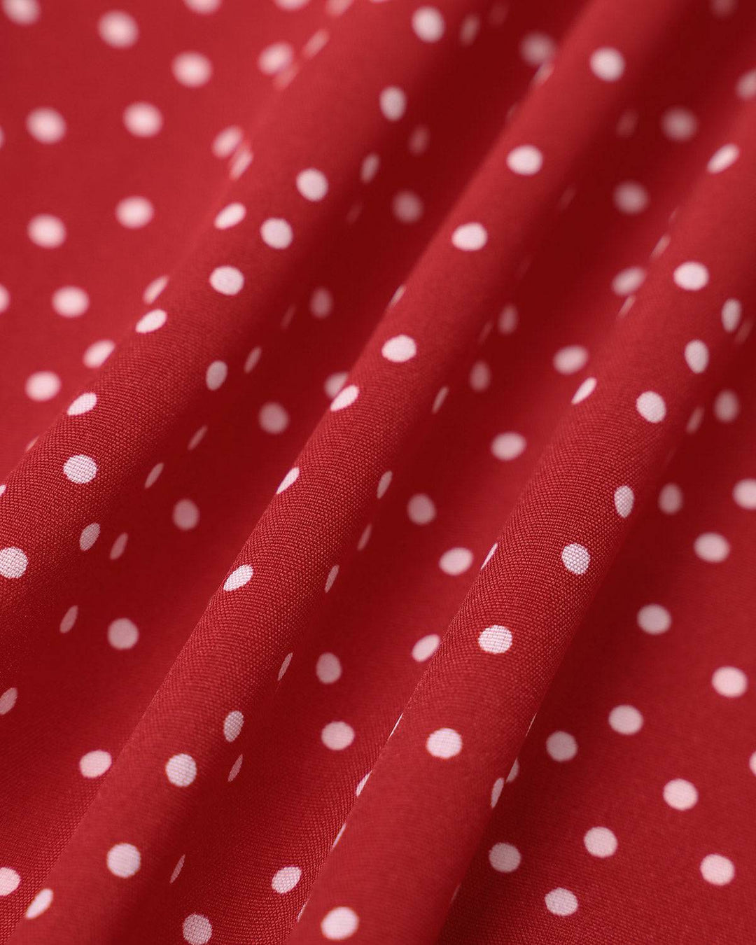 Women's red polka dot wrap midi dress. Elegant short sleeve V-neck party dress, perfect for wedding guests & events.