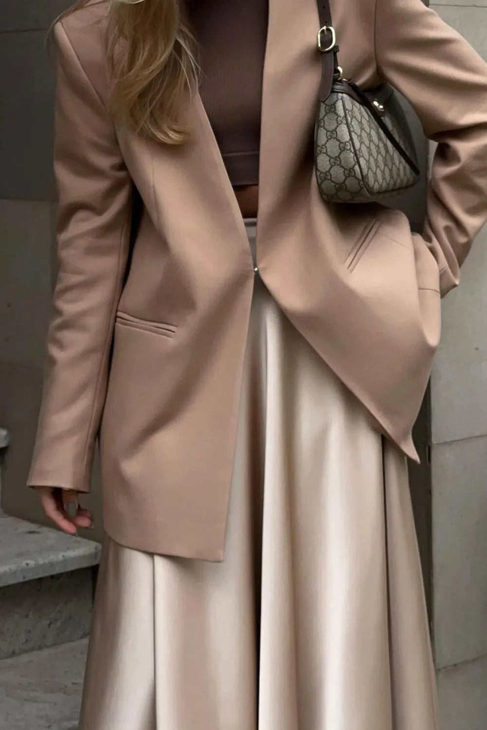 Flowy and elegant women's satin skirt, floor-length design