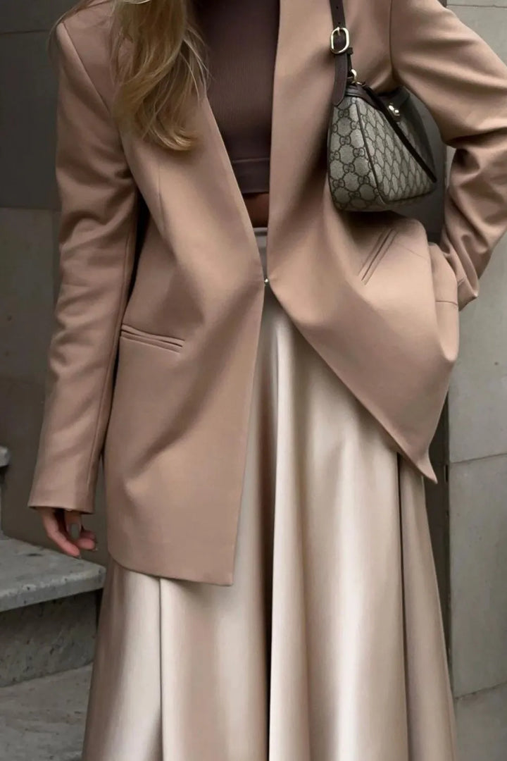 Flowy and elegant women's satin skirt, floor-length design