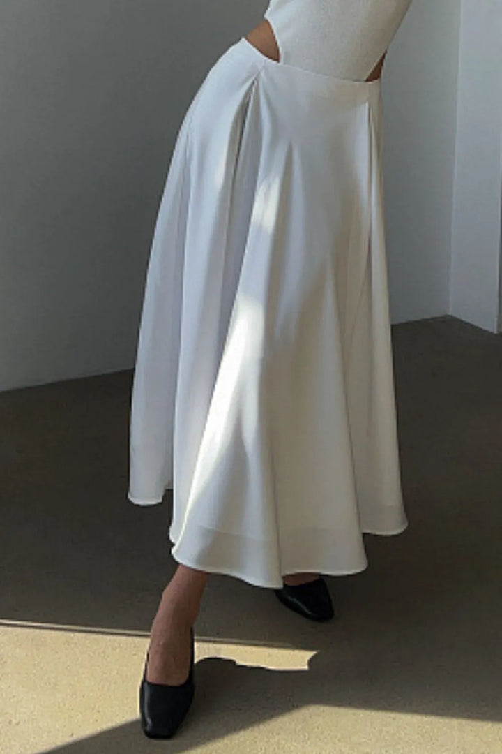 Stylish women's satin maxi skirt, perfect for dressing up or down