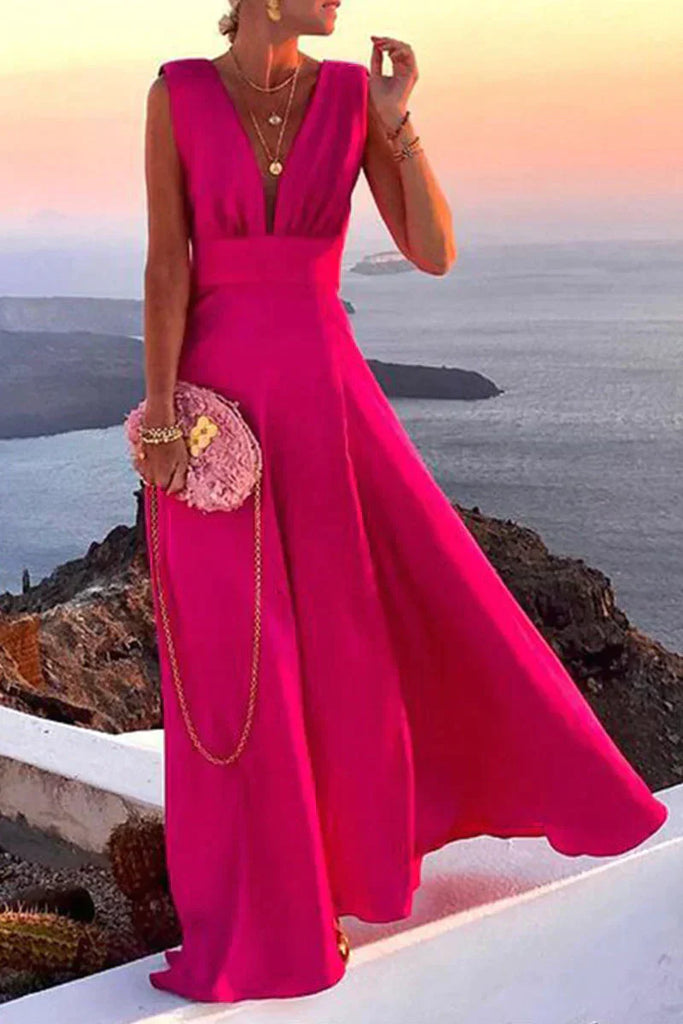Elegant women's summer dress, lightweight & flowy for warm days, perfect for casual or party wear.