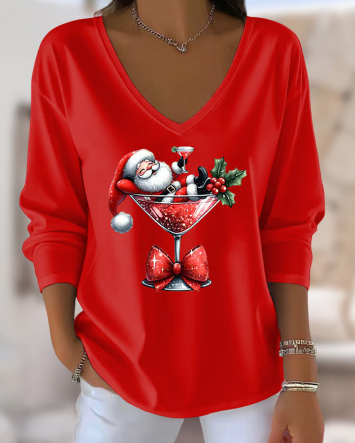 Close-up of the elegant V-neckline on a women's top, highlighting its flattering design.