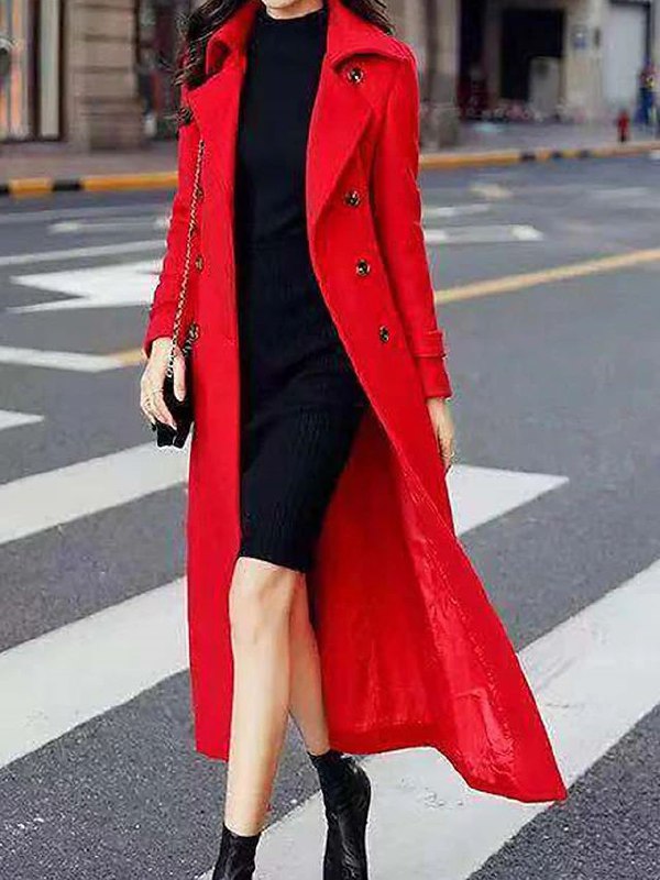 Elora elegant women's long coat. A stylish wool winter outerwear piece with a fashionable shawl collar.