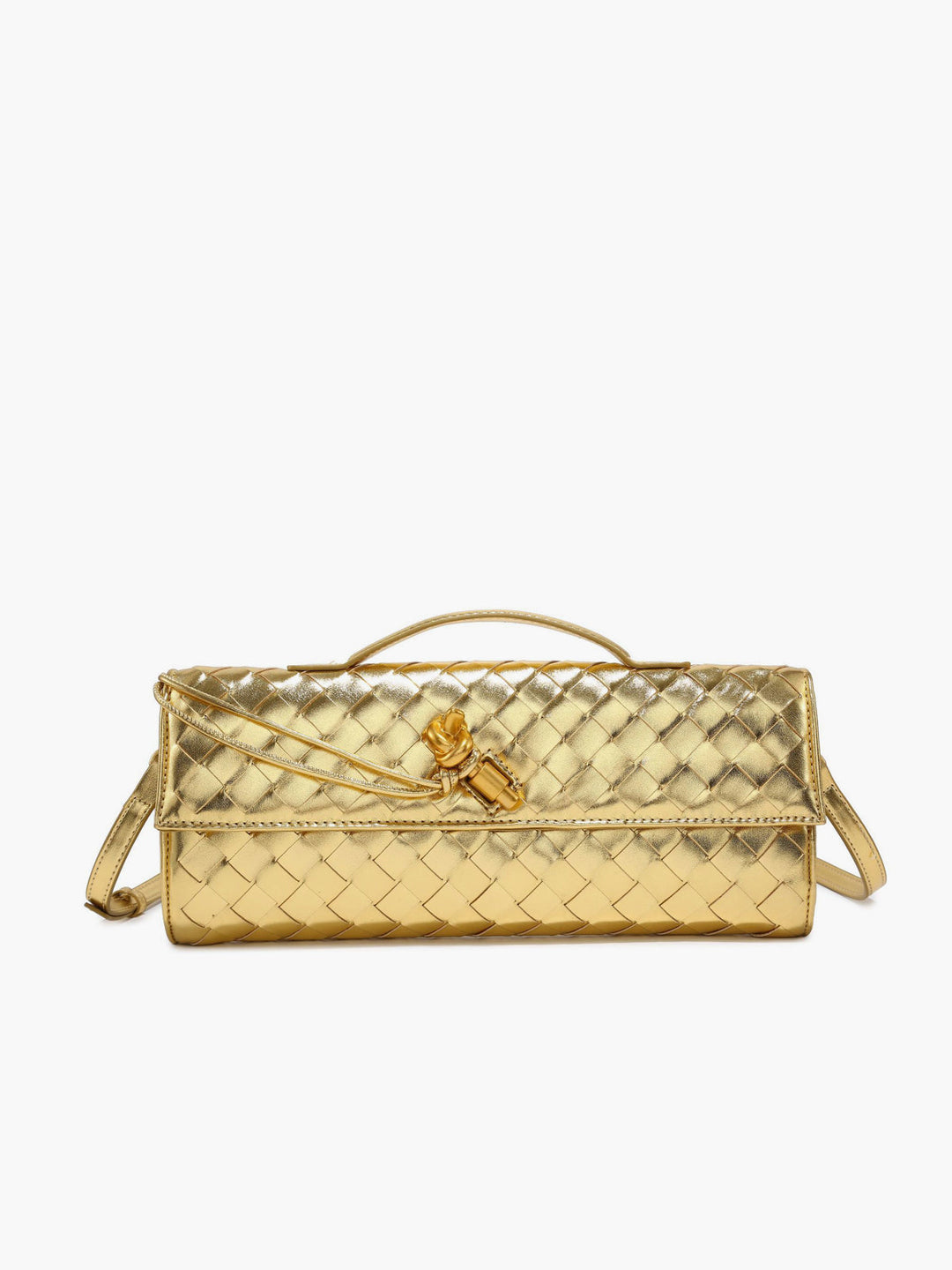 Beautifully textured woven flap clutch bag for women, exuding timeless elegance.