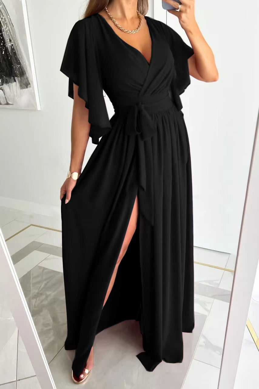 Chic Flutter Sleeve Maxi Dress for Weddings and Formal Events