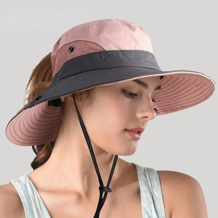 Women's stylish wide-brim UV sun hat for ultimate sun protection during summer.