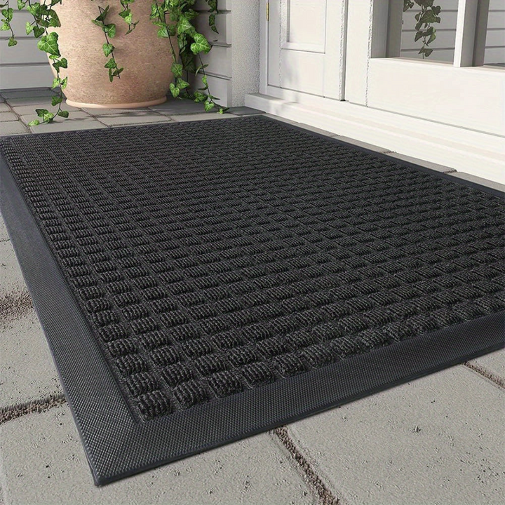 Luxury indoor outdoor doormat; a durable grey welcome mat for elegant home entrances, enhancing home decor & protection.