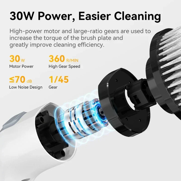 Cordless electric cleaning brush with 7 attachments for powerful, multi-surface home cleaning. Deep clean bathroom & kitchen.