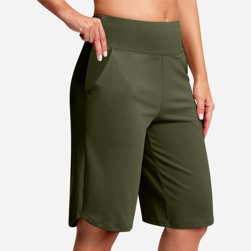 Sleek & comfortable women's high waist bike shorts with handy pockets for active & casual use.