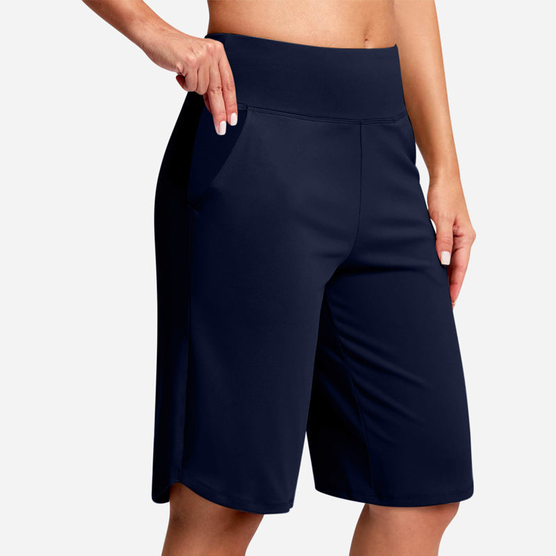 Premium women's high waist activewear bike shorts with pockets for workouts & everyday comfort.
