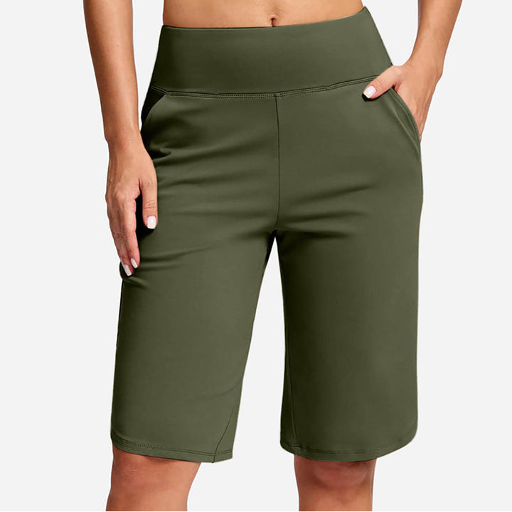 Women's high waist pocket bike shorts, ideal for yoga, gym workouts, running, or casual summer wear.