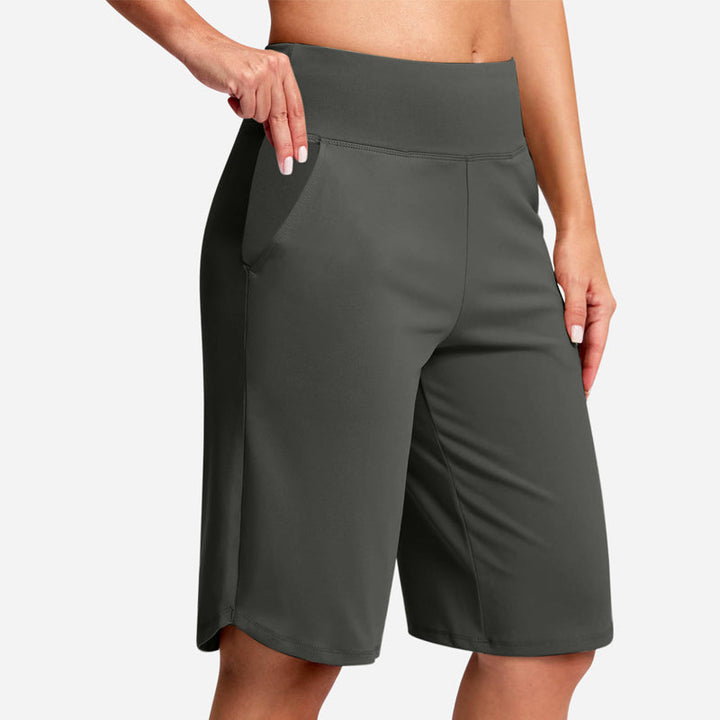 Women's supportive high waist bike shorts with practical side pockets for versatile activewear.