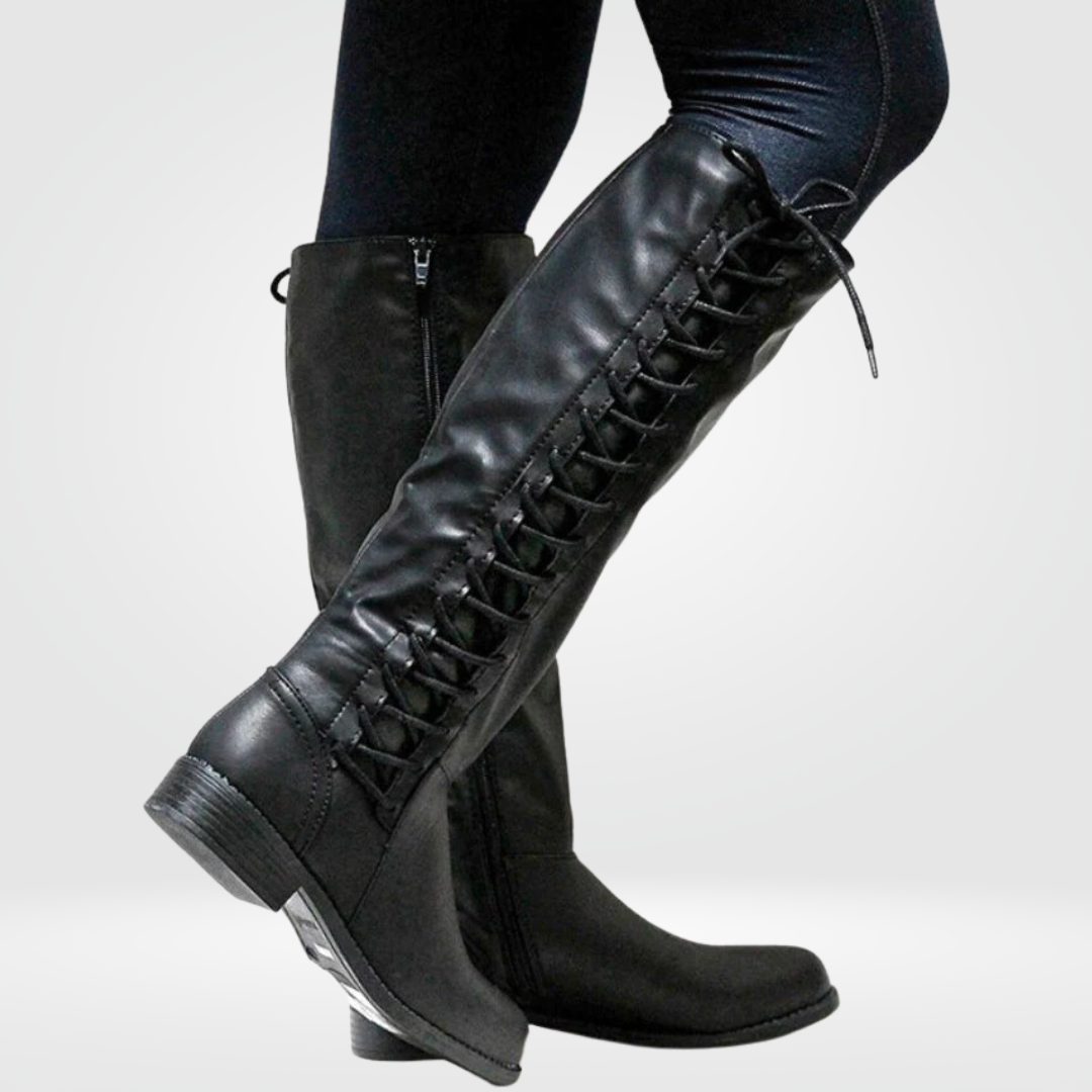 Elena Women's Comfortable High Boots in black, showcasing stylish design and cozy interior.